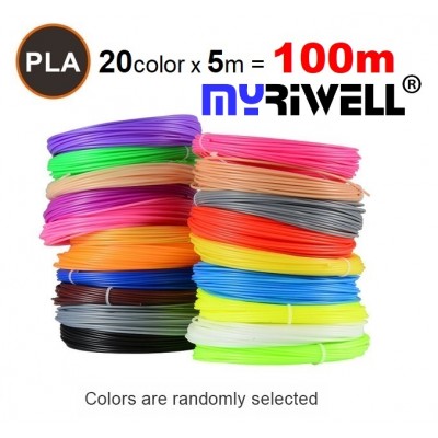 Набір пластика PLA для 3D ручок 100 метрів (20 кольорів по 5 метрів)